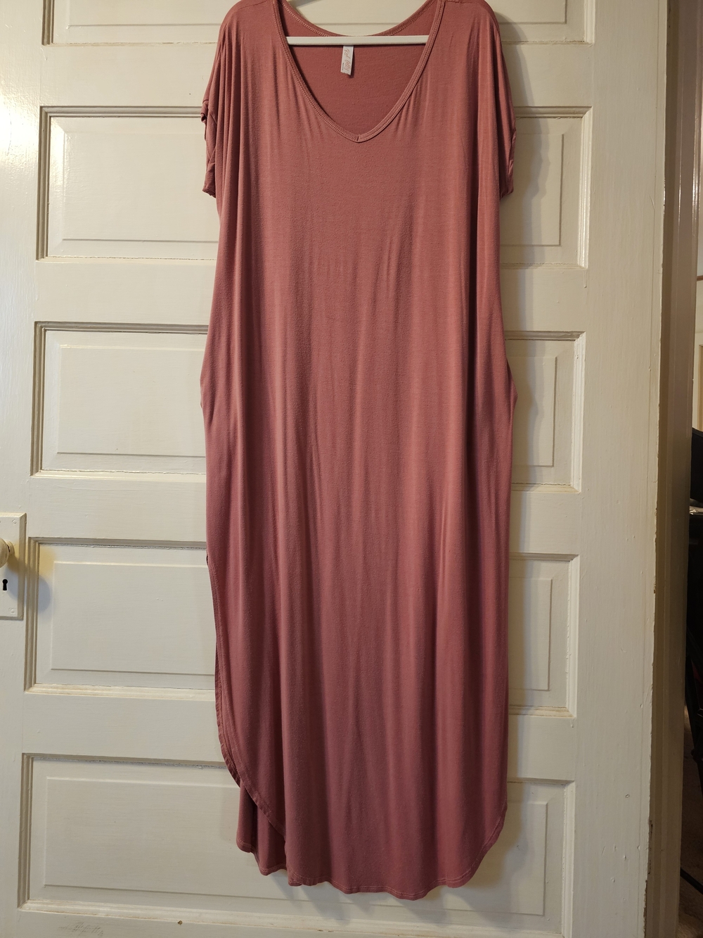 Red LOLLY Rose-Pink V-Neck Maxi Dress w/pockets XL